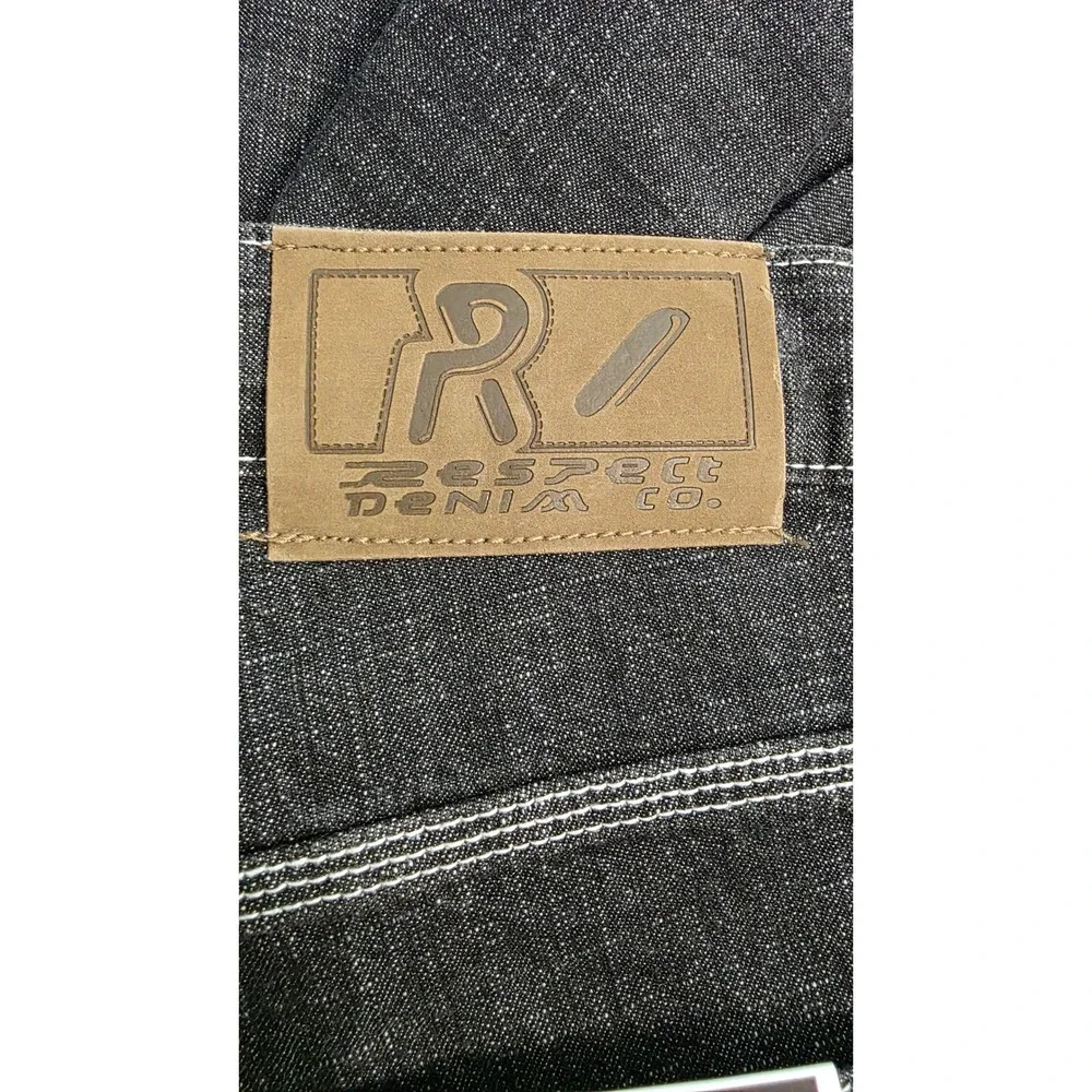 Respect Denim Co Mens 40x34 Wide Leg Baggy Jeans Dark Wash Fade Y2K Streetwear